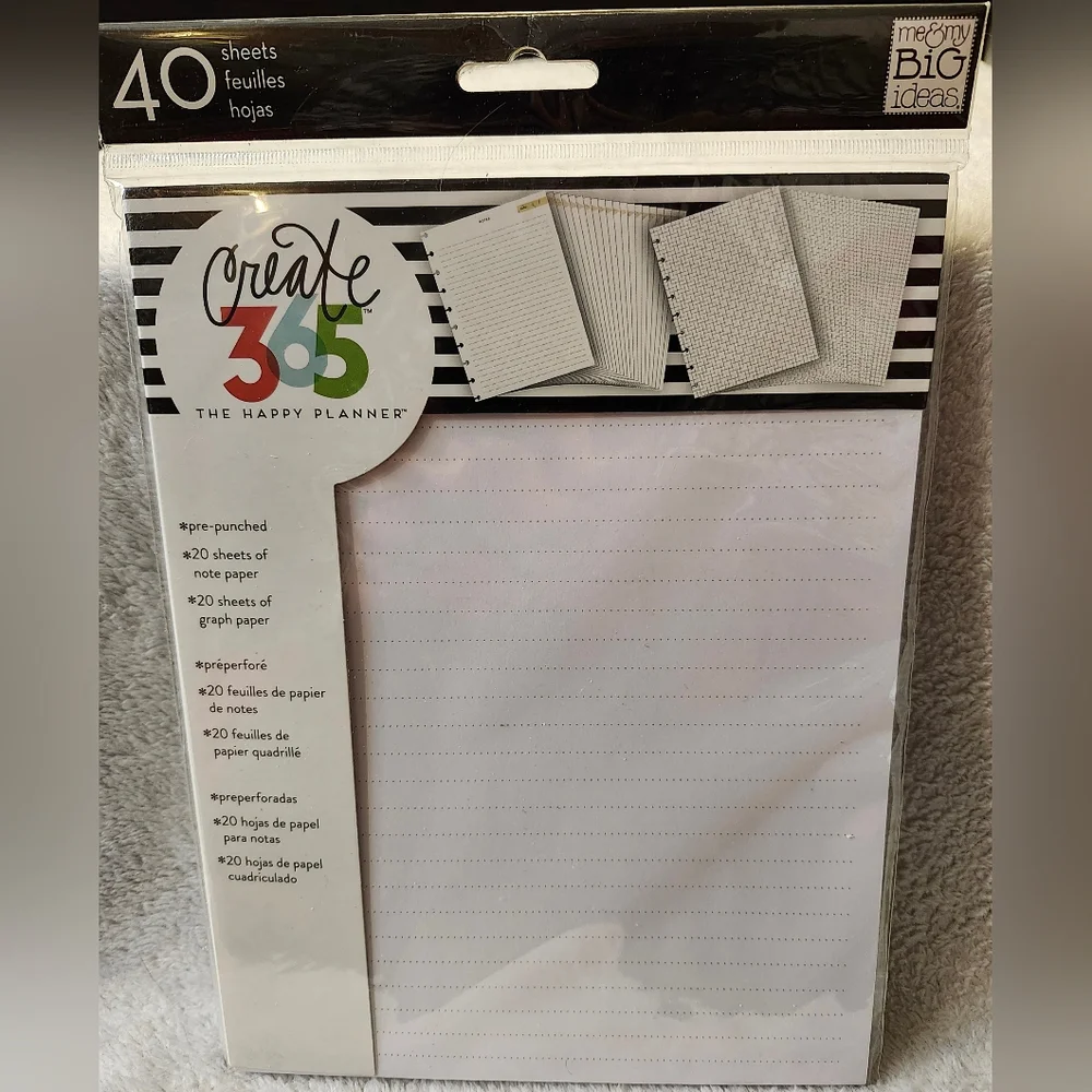 New in Package- me & my BIG ideas Create 365 The Happy Planner 40 Sheets Paper
